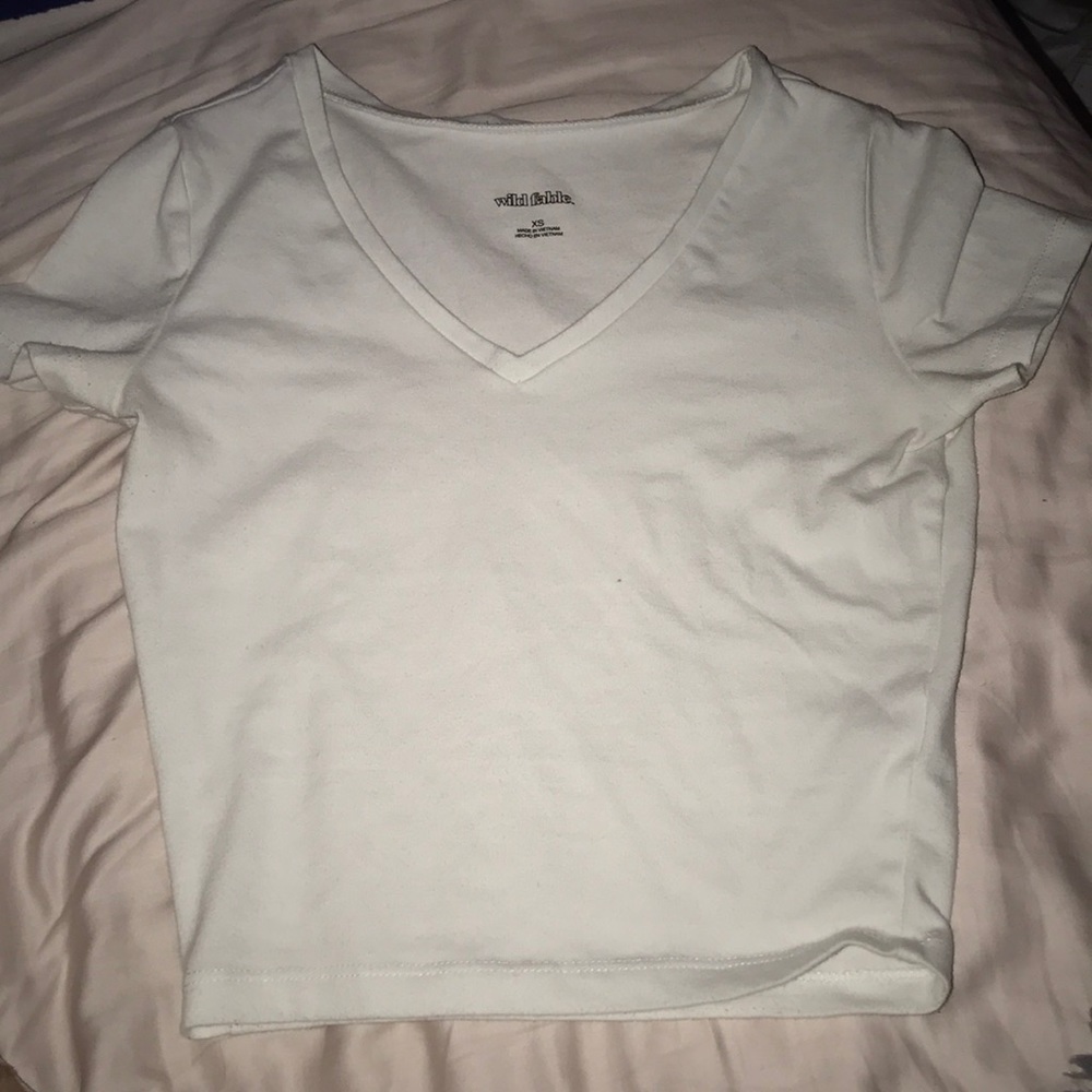 white fitted crop top